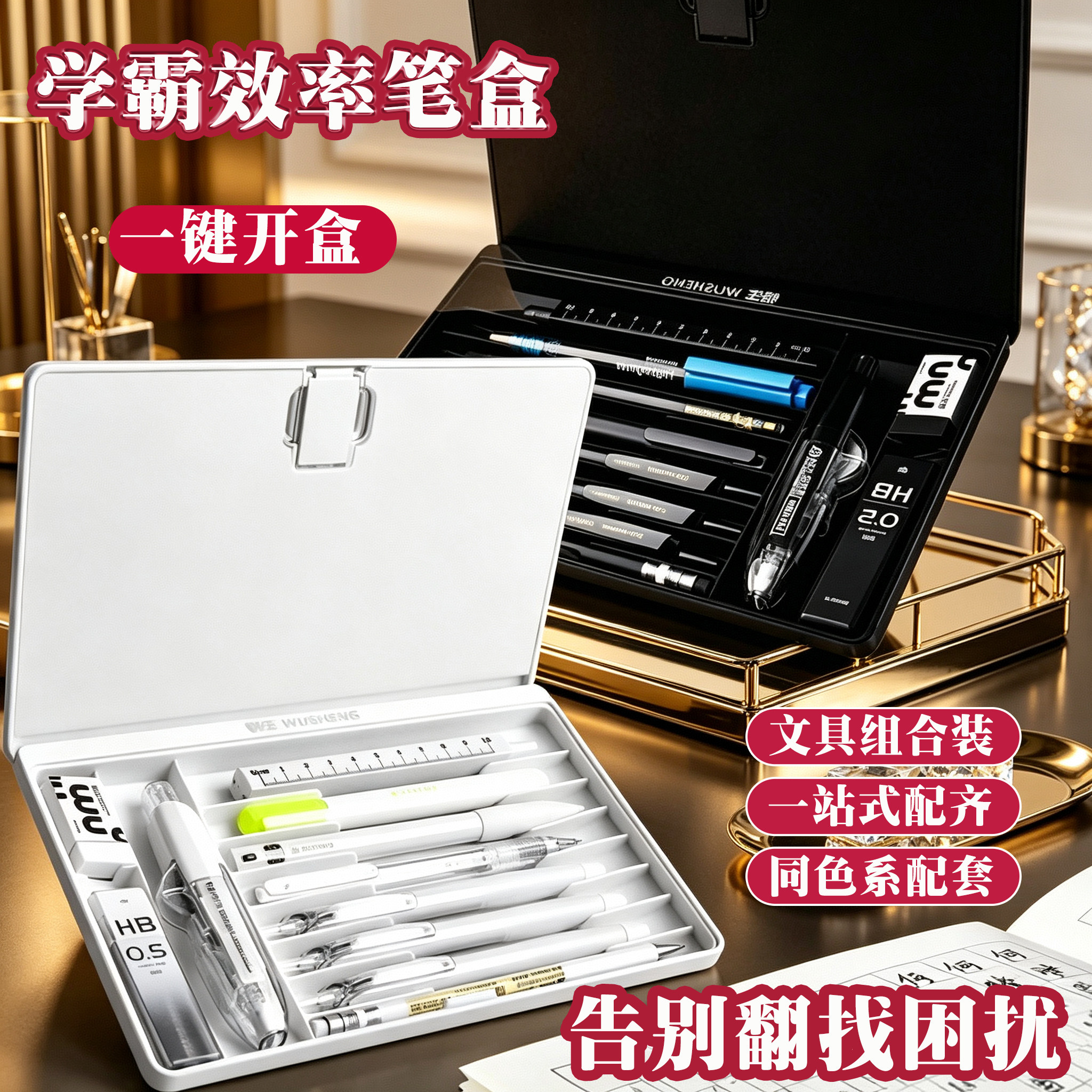 学霸效率笔盒黑科技多功能文具盒