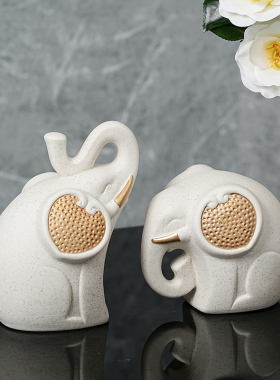 现代轻奢大象摆件客厅玄关电视柜摆设样板间家居软装饰品陶瓷吉象