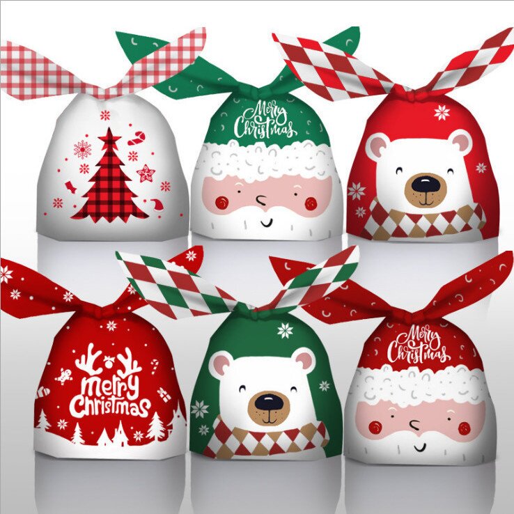 圣诞节兔耳朵塑料袋卡通点心烘焙包装雪花酥牛轧糖礼品袋圣诞装饰
