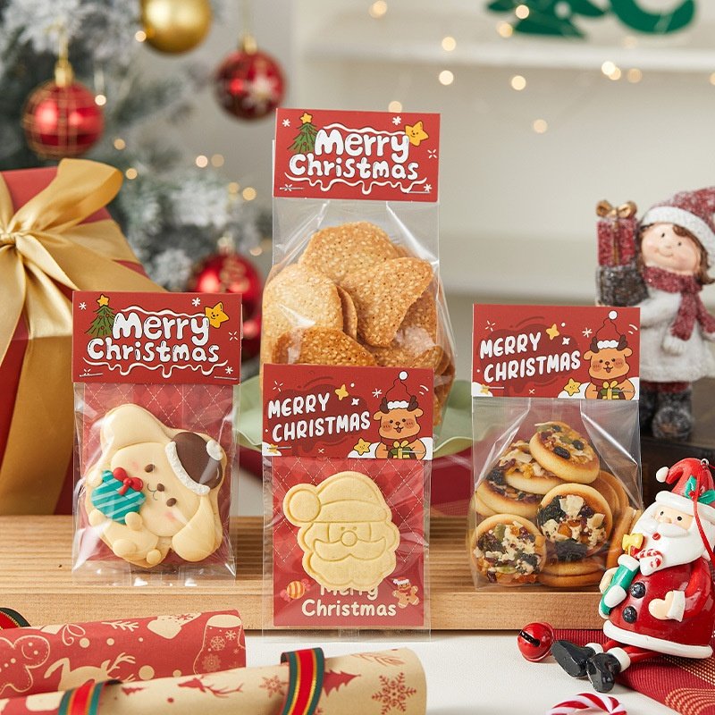 圣诞节卡头曲奇饼干包装袋糖果页眉卡片垫片糖霜烘焙透明打包袋子