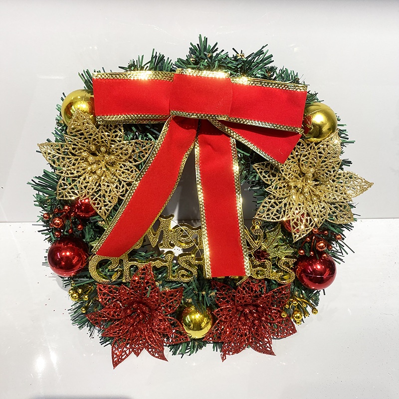 跨境圣诞花环30/40/50/60CM圣诞橱窗展厅装饰商场酒店装饰门挂