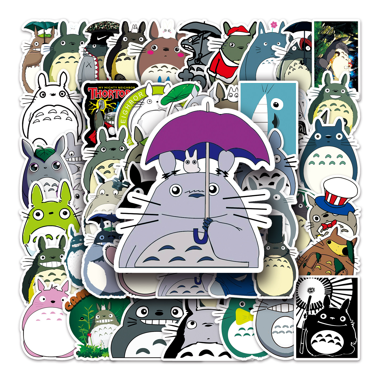 51张宫崎骏动画千与千寻龙猫卡通涂鸦贴纸笔记本电脑装饰防水贴画