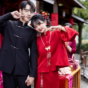 新中式敬酒服红色新娘婚礼订婚宴礼服套装高级感轻奢显廋女小个子