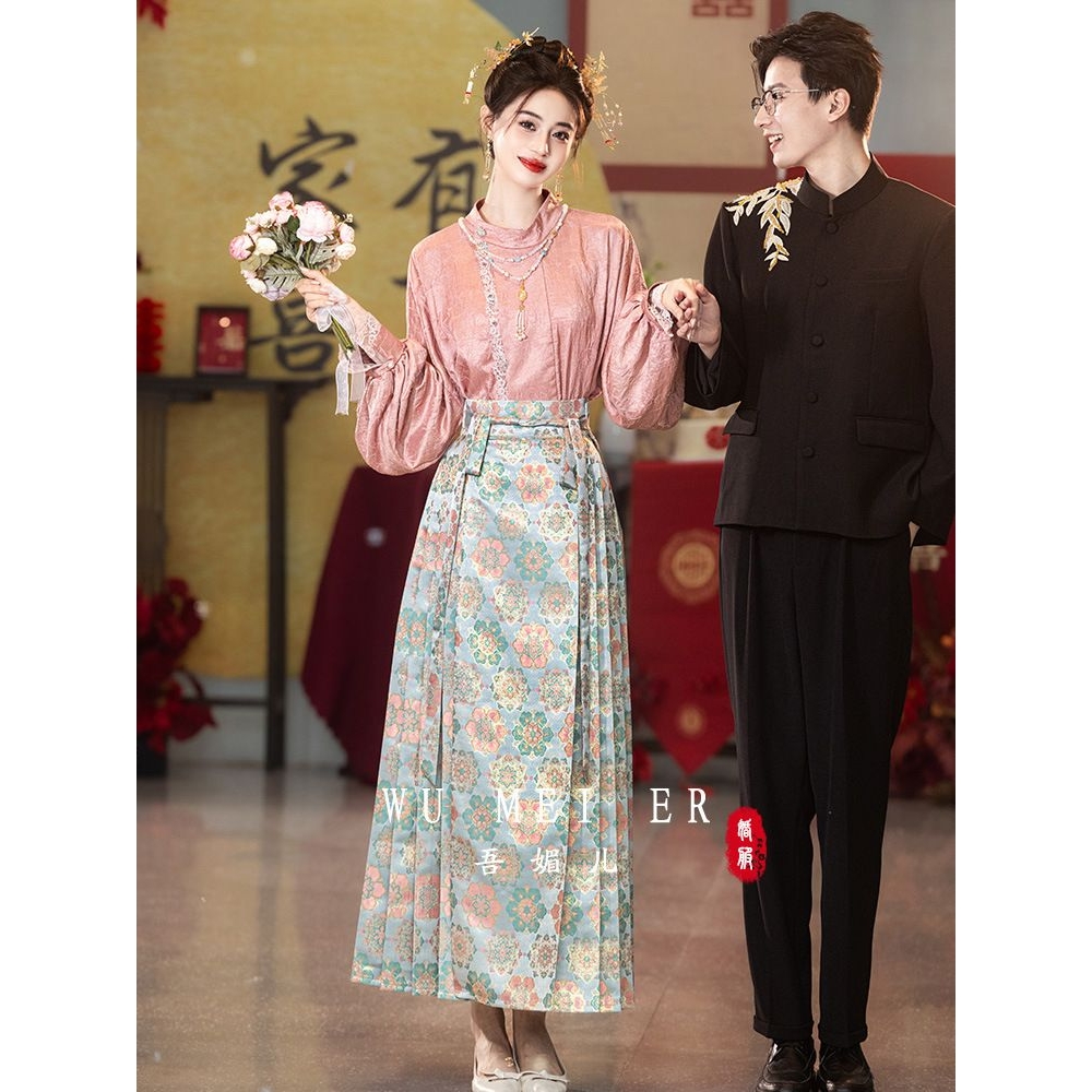 2025新款马面裙套装新中式国风婚服女新娘订婚礼服结婚敬酒回门服