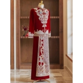 接亲男装 婚服结婚龙凤褂唐装 汉服 秀禾服酒红丝绒礼服2025中式 男士