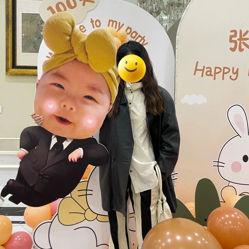 搞怪宝宝百日宴迎宾布置板生日人形立牌满月周岁板拍照背景定 制