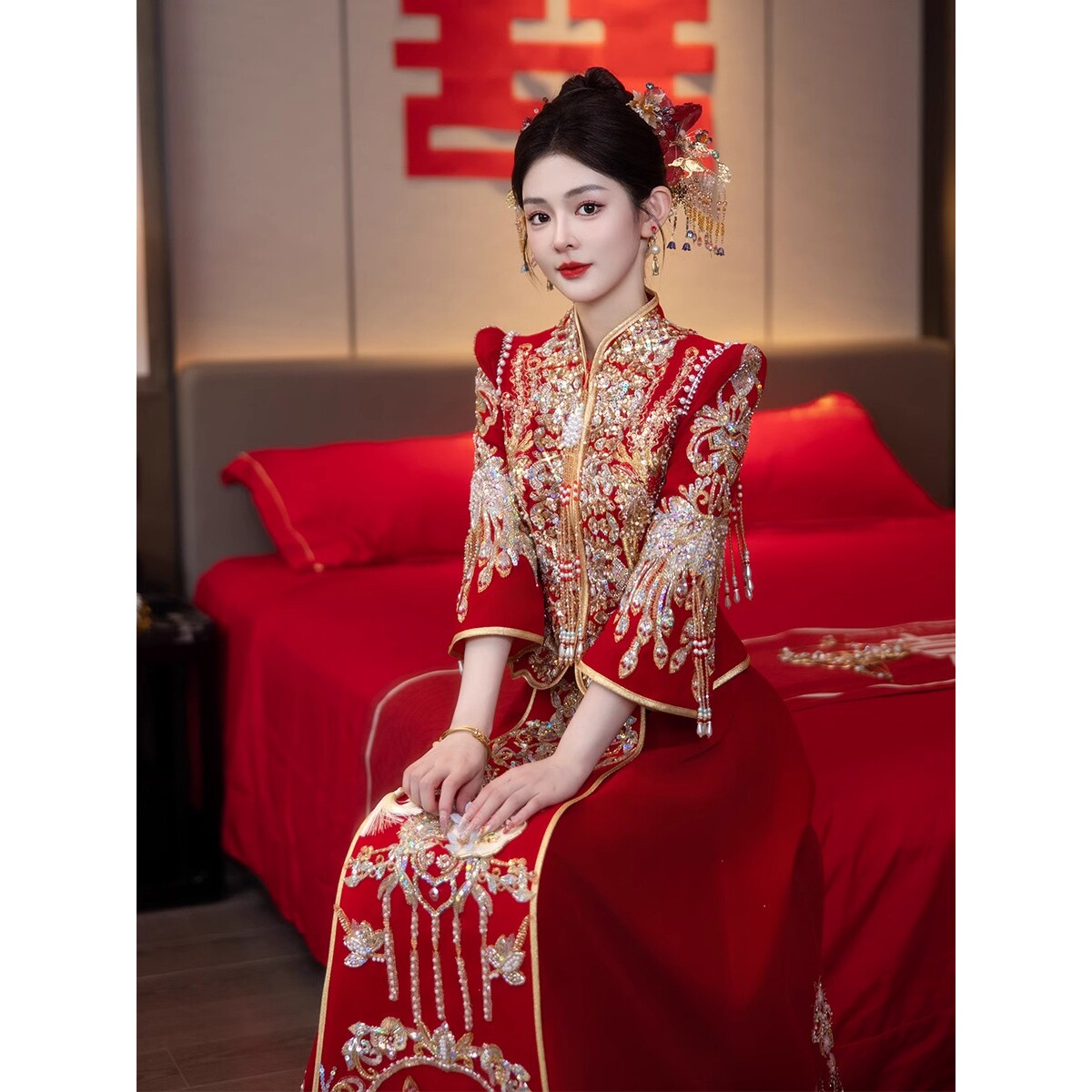 重工丝绒秀禾服婚服2025新款新娘结婚中式嫁衣小个子敬酒服出阁服