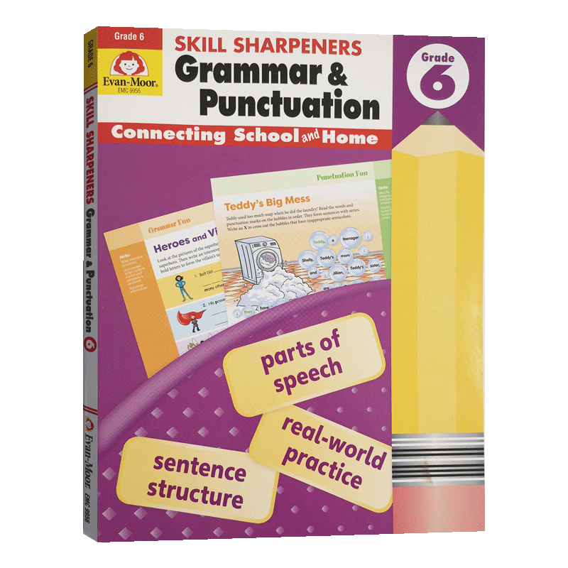 Evan-Moor Skill Sharpeners Grammar & Punctuation Grade 6 语法和标点练习册 六年级 英文原版教辅技能铅笔刀系列