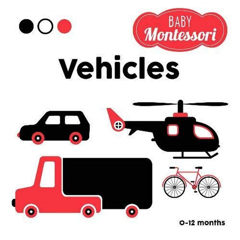 进口英文原版 Vehicles. Baby Montessori 车辆。蒙台梭利婴儿 儿童英语启蒙认知绘本 纸板书
