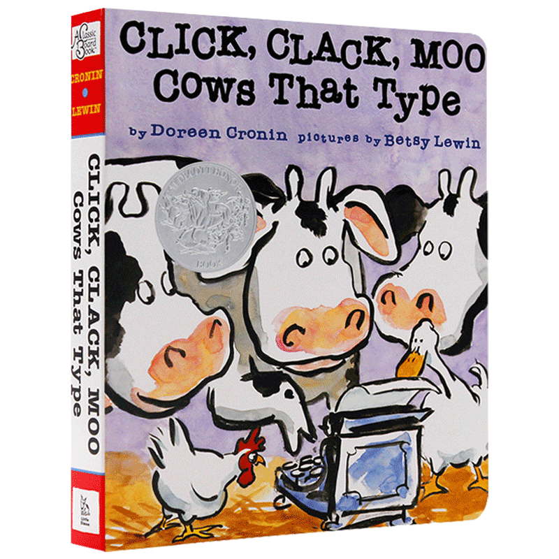 英文原版 会打字的牛 凯迪克银奖绘本 纸板书 廖彩杏书单 Click, Clack, Moo:Cows That Type