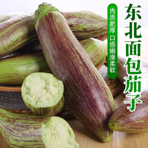东北面包茄子新鲜现摘现发花茄子冰川长茄子