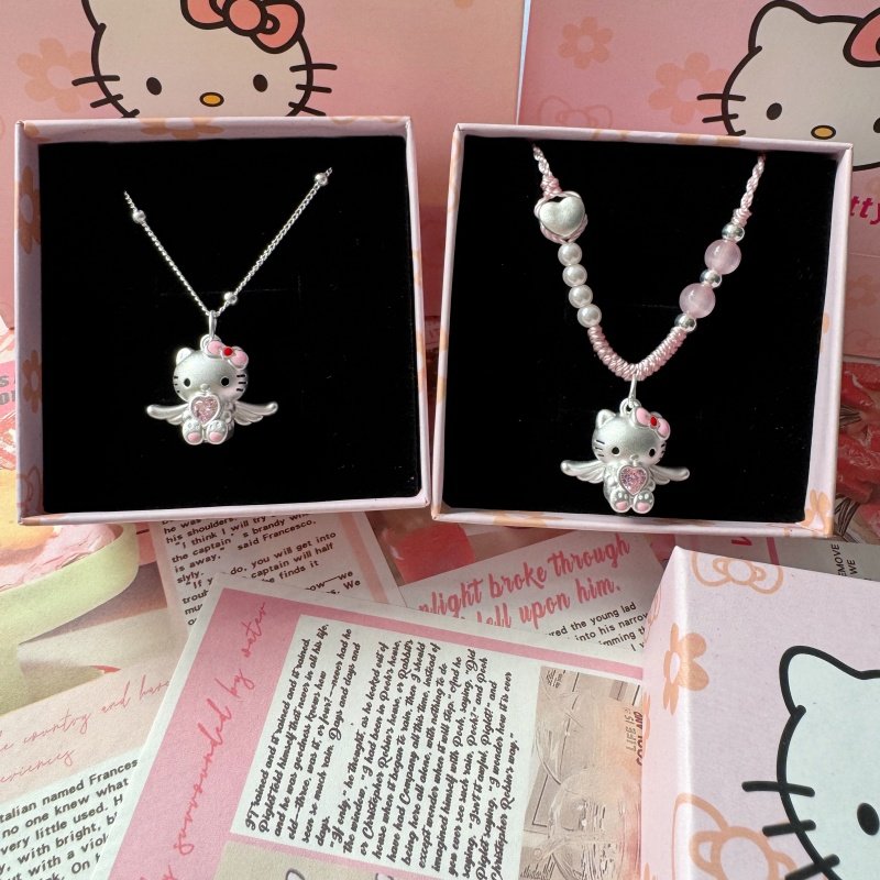 足银 999hellokitty爱心天使凯蒂猫吊坠纯银编绳项链款送儿童女友,饰品/流行首饰/时尚饰品新,银饰项链,淘宝优惠券,粉丝福利购,淘宝优惠卷