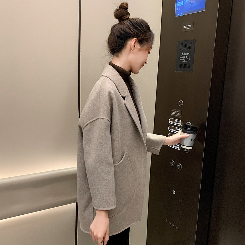 小个子短款双面羊绒呢子大衣2025春秋新款女装时尚西装领毛呢外套
