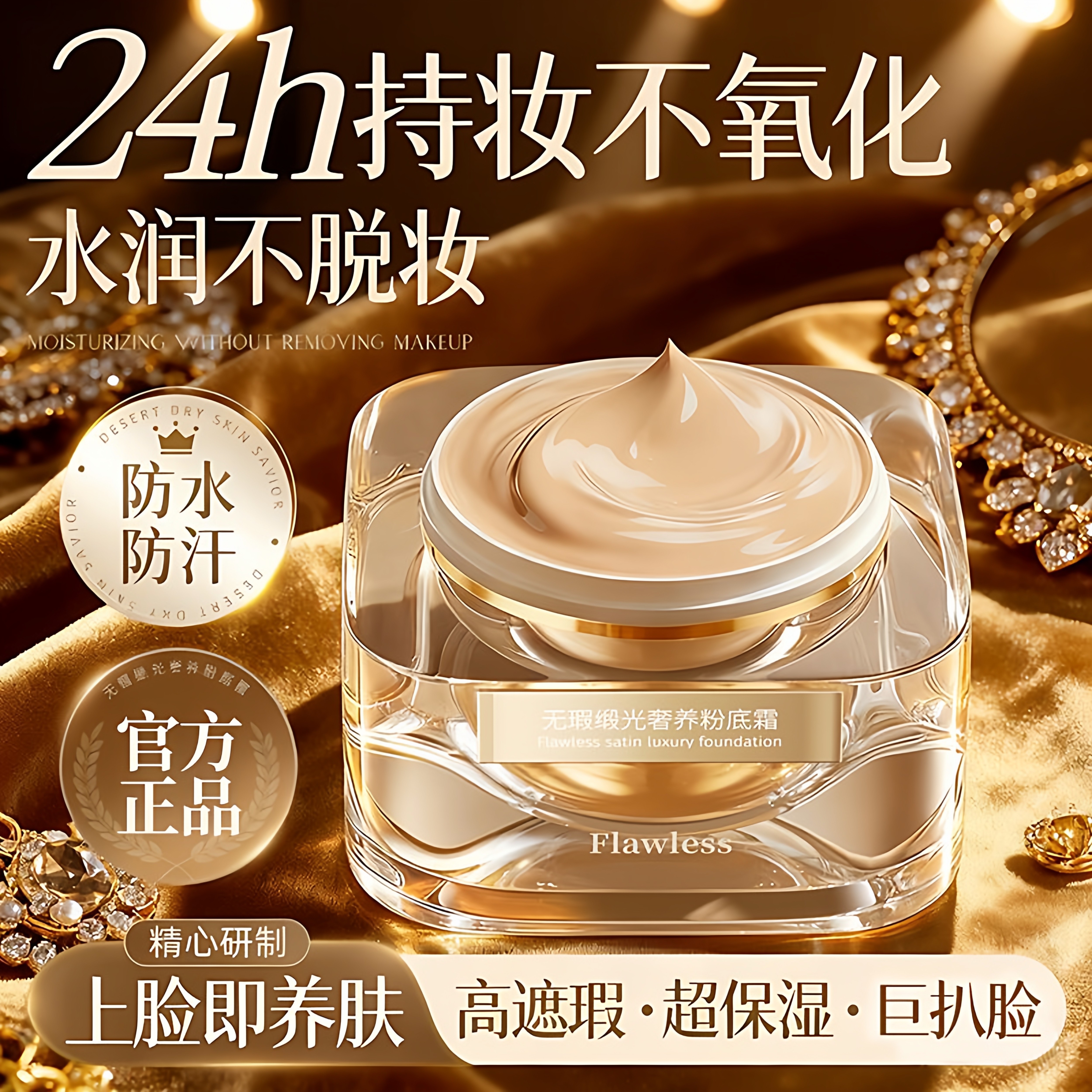 粉霜遮瑕持久不脱妆第一名持妆粉底液混油干皮防汗官方旗舰店正品