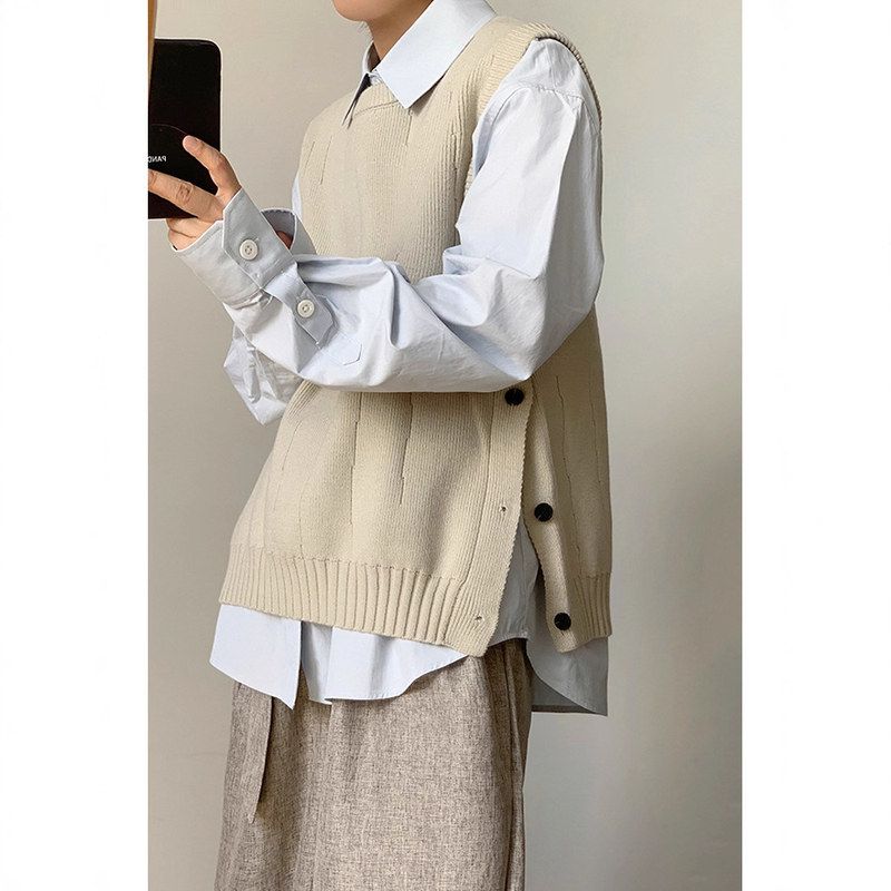 短反复古保暖针织背心秋冬风毛衣