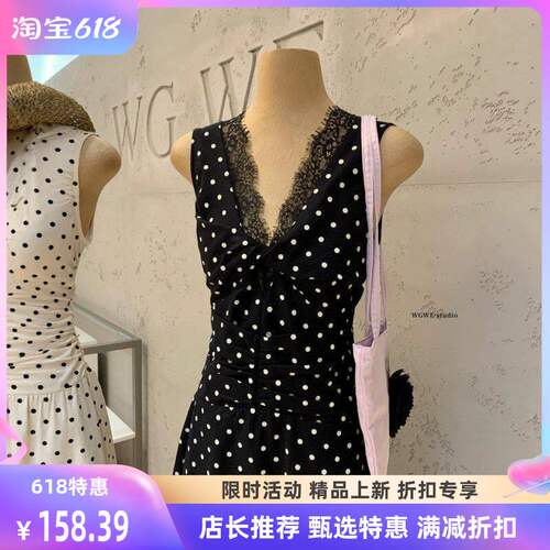 SL蕾丝领波点GWW法式收腰夏季风