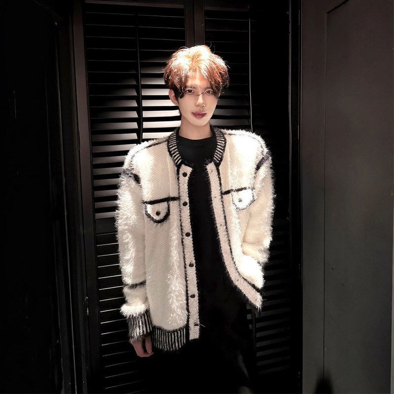 短反慵懒复古毛衣搭针织衫毛绒