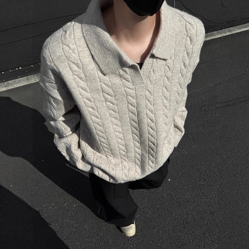 短反复古冬季麻花男毛衣olo上衣