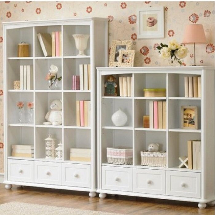 欧式书柜90带抽实木格子70书架门厅展柜80组合角柜60韩式现代书橱