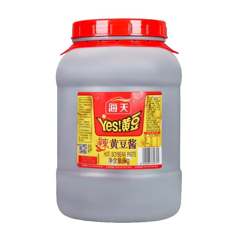 海天辣黄豆酱6kg大桶餐饮装整箱批发炒菜拌馅提鲜蒸鱼酱料豆瓣酱
