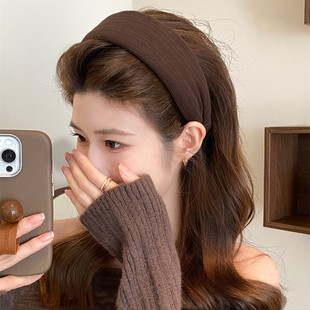 秋冬咖色宽边发箍女2025新款高颅顶头箍高级感洋气时尚发卡头饰