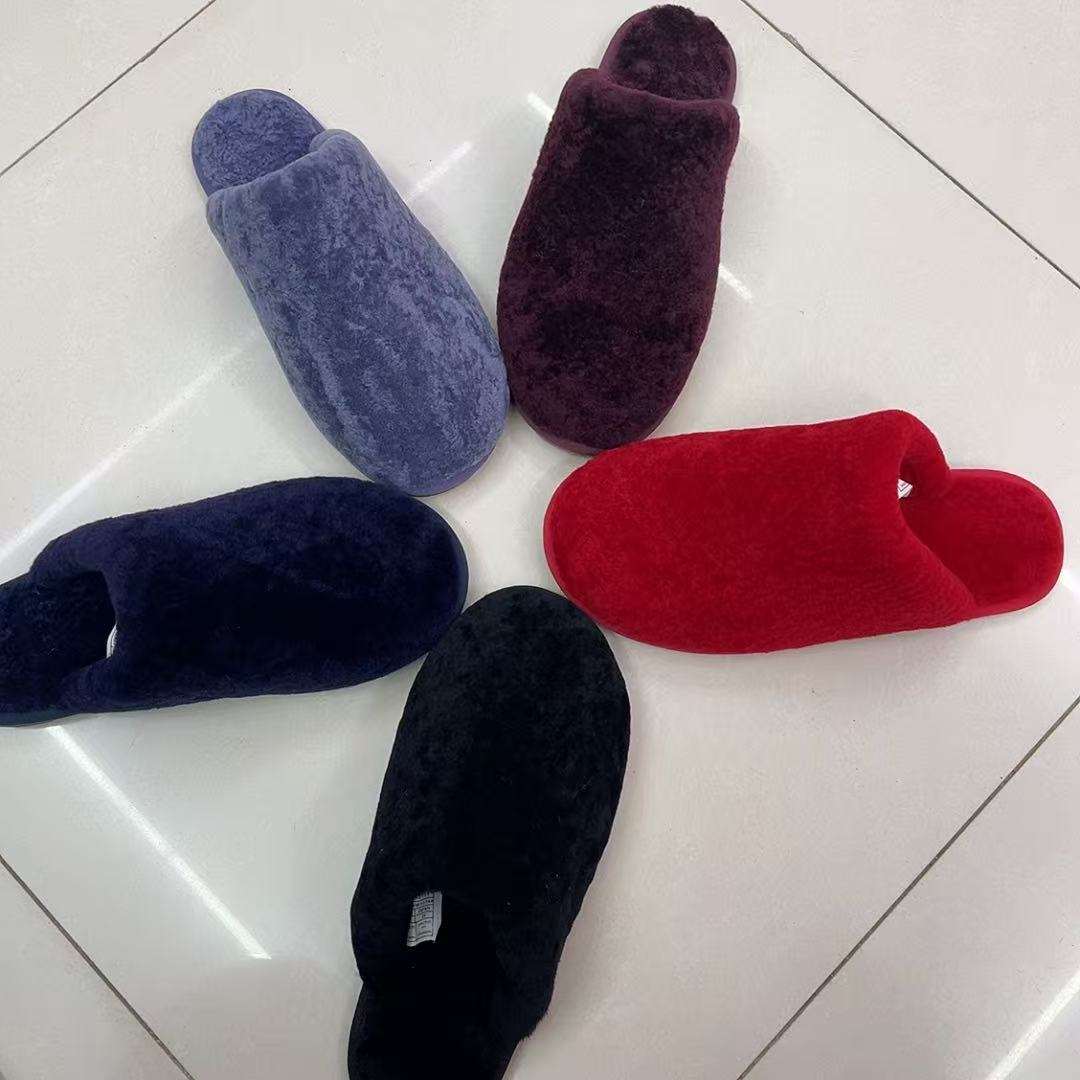 2025新款羊毛皮毛一体家居包头拖鞋