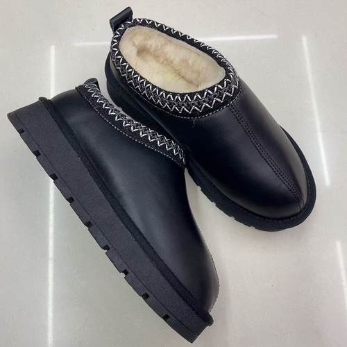 羊毛皮毛一体民族风宽皮面防水半包拖鞋