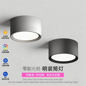 明装LED免开孔防眩无频闪筒灯