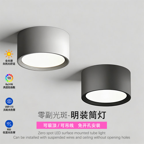 明装LED免开孔防眩无频闪筒灯