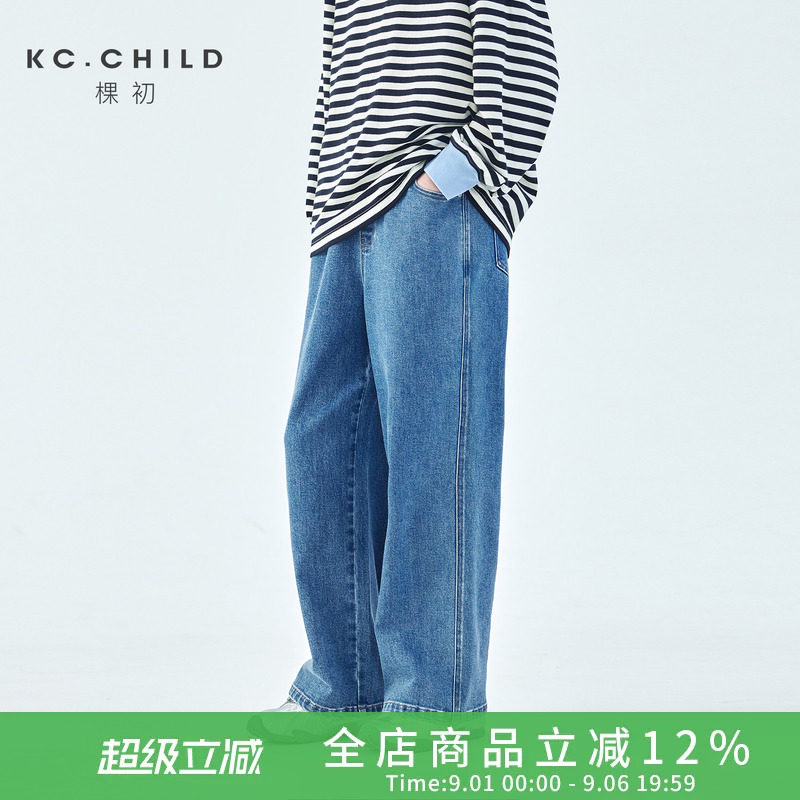 棵初女童经典复古蓝色水洗牛仔裤图片