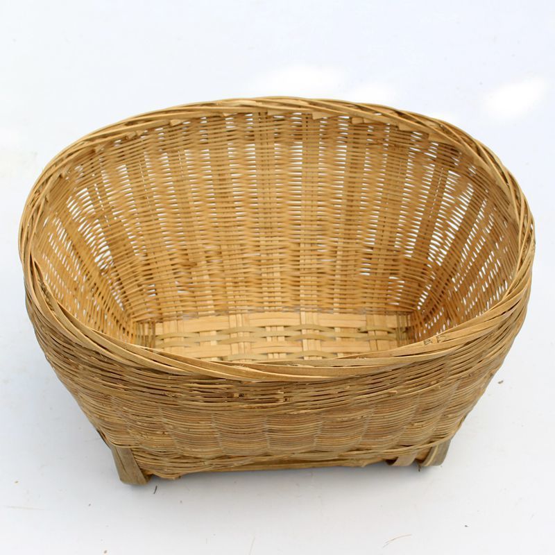 竹篮子手工编织菜篮装鸡蛋水果篮收纳竹筐竹编无提把大小可选