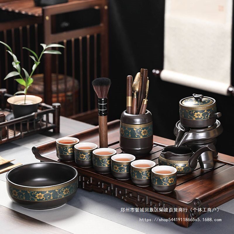 茶具套装家用喝茶防烫陶瓷泡茶壶功夫茶杯石磨半自动冲茶神器