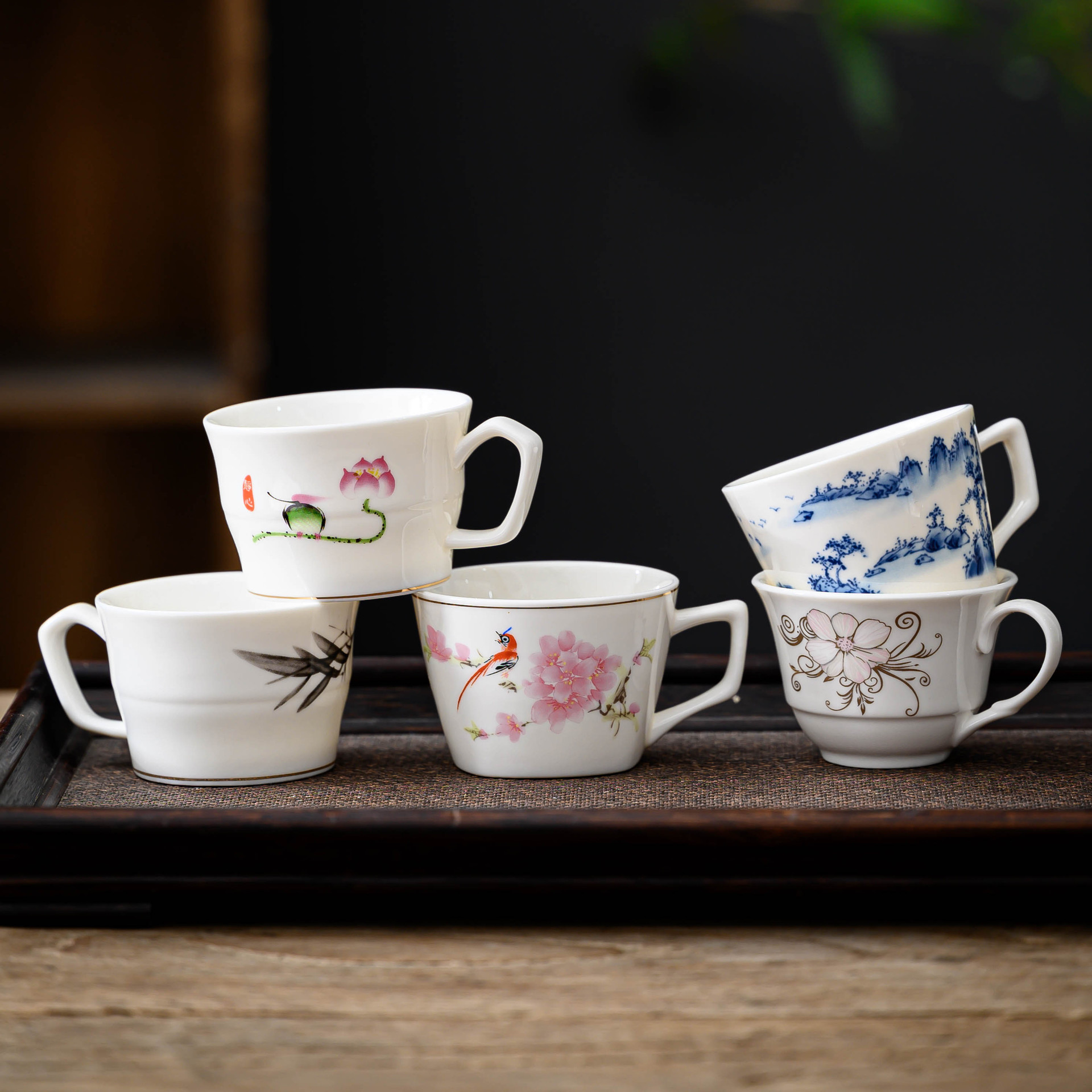 陶瓷茶杯茶具喝茶带柄品茗杯主人杯功夫单杯小水杯白瓷家用赵之孙