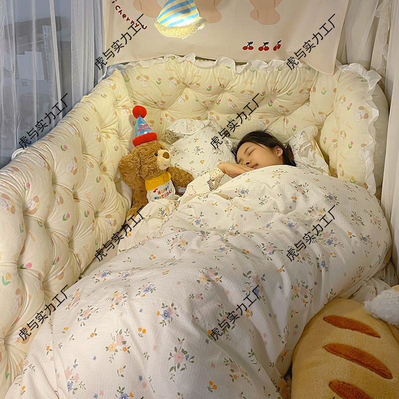 公主床头软包靠背靠垫宿舍学生儿童床上改造加高床边挡板床预