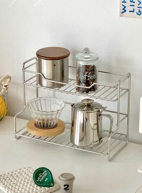新款双层置物架不锈钢调味架多功能家居浴室洗漱用品收纳沥水杯架