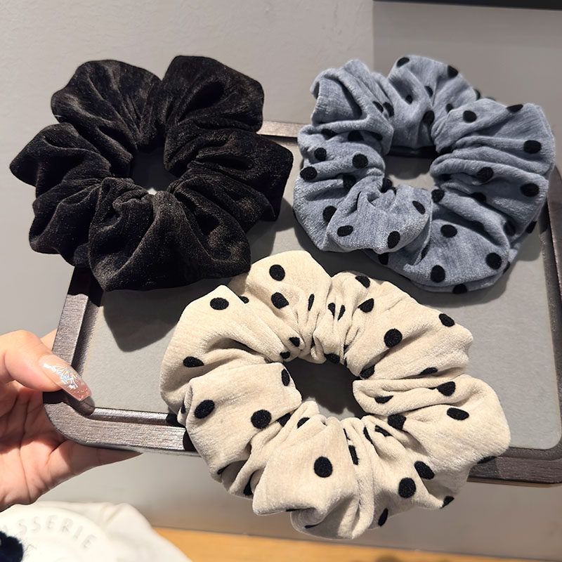 韩版慵懒复古植绒波点大肠发圈高级感气质头绳女百搭马尾发绳头花,饰品/流行首饰/时尚饰品新,发饰,淘宝优惠券,粉丝福利购,淘宝优惠卷