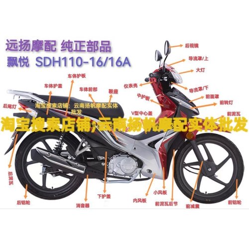 适用于新大洲本田SDH110-16/16A面板挡风板后护板前泥瓦全车壳