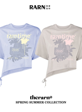 RARN/热爱如你 印花斜底短袖T恤RA23SS142