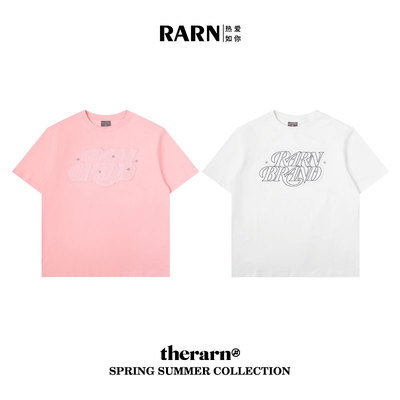 铆钉短袖贴布rarn情侣装