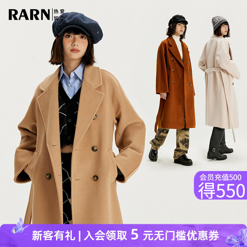 rarn长款毛呢外套学院风大衣图片