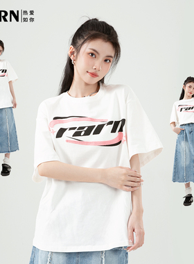 RARN/热爱如你 字母印花短袖T恤RA23SS118