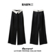 黑色醋酸翻腰刺绣长裤 RARN 热爱如你 RA23AW171