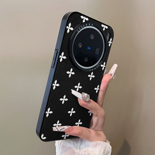 适用于vivox300pro手机壳x100s刀锋小羊皮菱形白花s20支架s30简y300i约MINI新款 套防摔男s19女生x200ultra