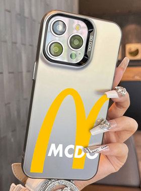 适用于苹果15promax手机壳高级感11黄色字母m简约苹果13彩银12套新品xr防摔xs男女款保护套iPhone14