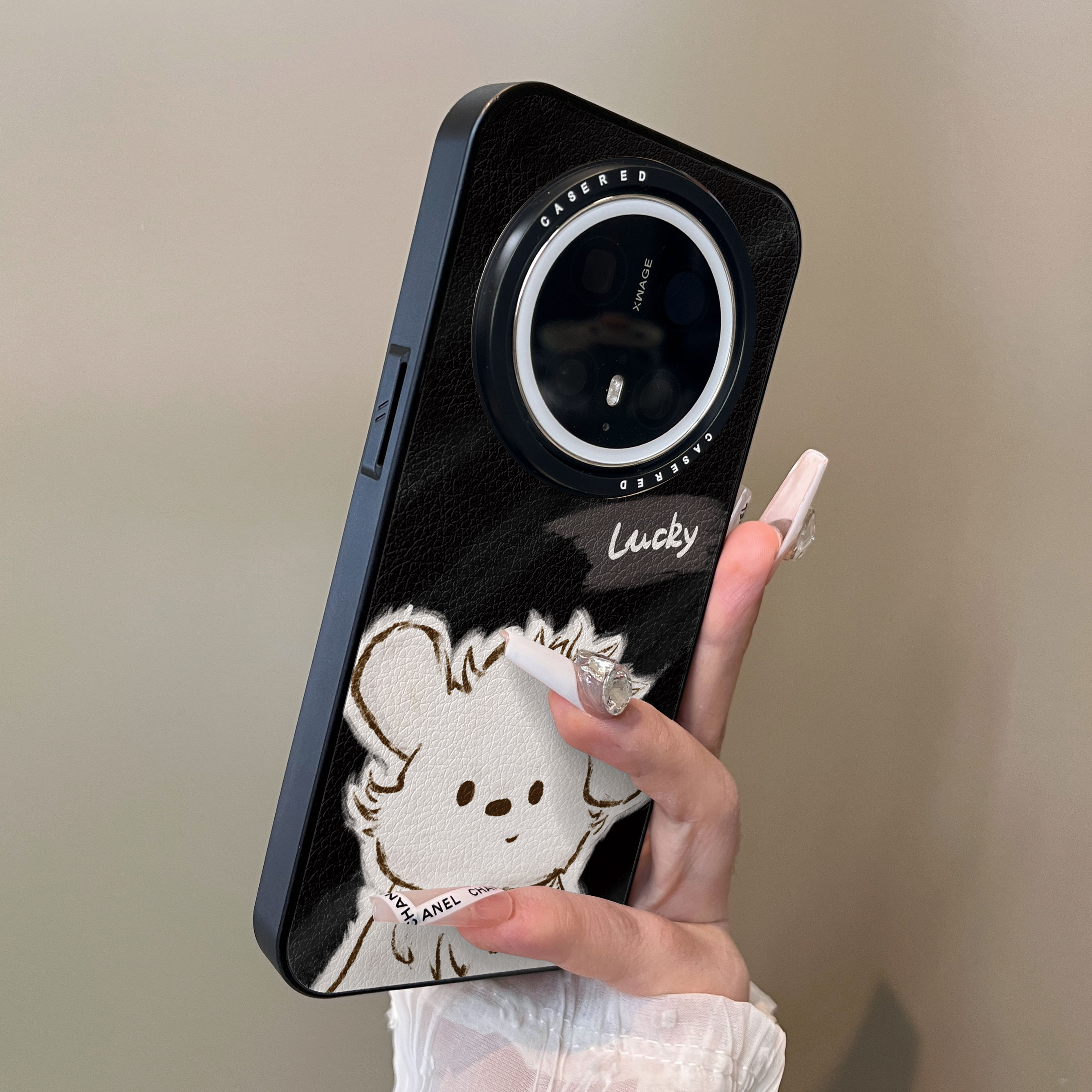 适用于华为mate70proplus手机壳幸运凌乱小白狗刀锋60pro十小羊皮支架40简约新款50e套防摔男女生mate60pro+