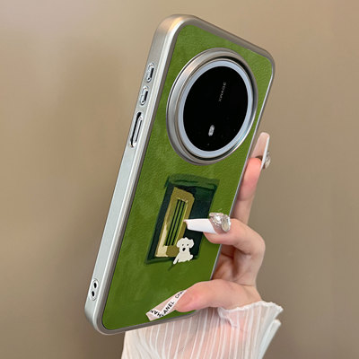 适用于华为mate70proplus手机壳满墙绿植临窗狗二合一小羊皮60pro十支架简约新款50e套防摔男女生mate60pro+