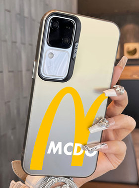 适用于vivos18pro手机壳黄色字母m彩银s17新品s16e男女款s15全包s12防摔s10高级感保护套磨砂简约s18