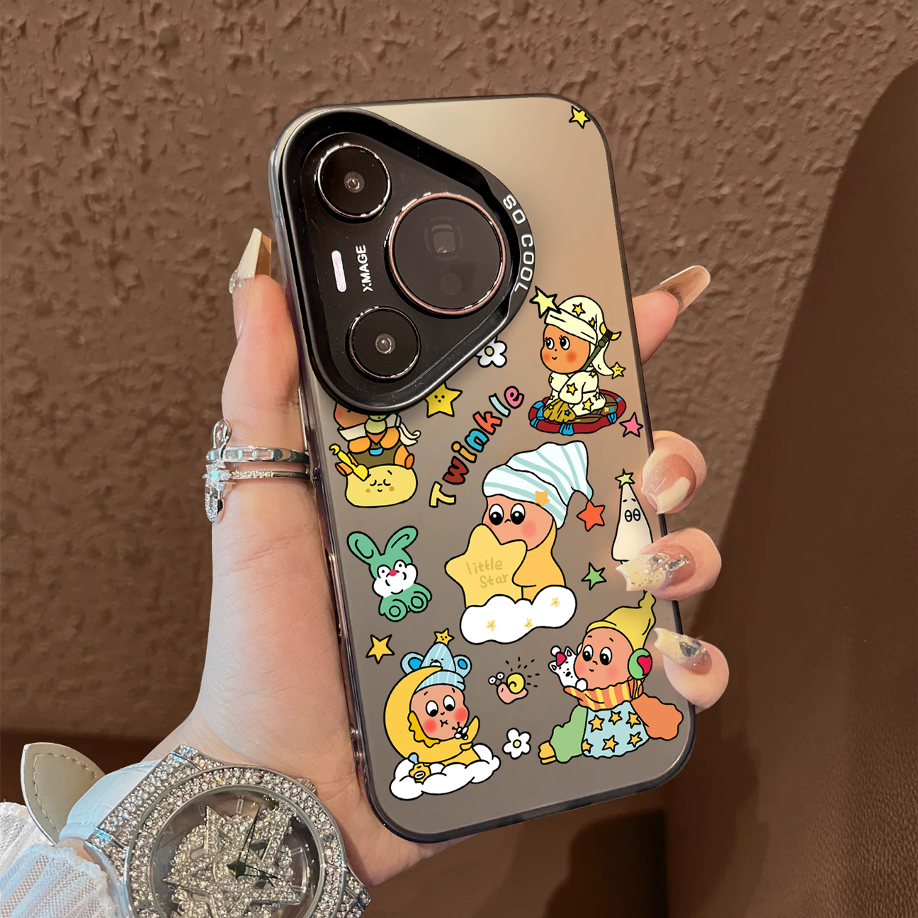 适用于华为pura80pro十手机壳绿兔星星人支架高级感p60art简约p40+彩银p50e套防摔p30新款男女生p70ultra