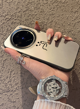 适用于vivox300pro手机壳支架小人比耶x100ultra新品80男女款90s彩银60全包70防摔套x200promini