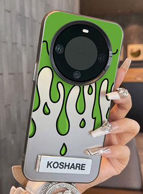 适用于华为mate60pro手机壳高级感绿色雨滴简约50e创意个性彩银支架40+套新品30epro防摔男女款保护套60pro十